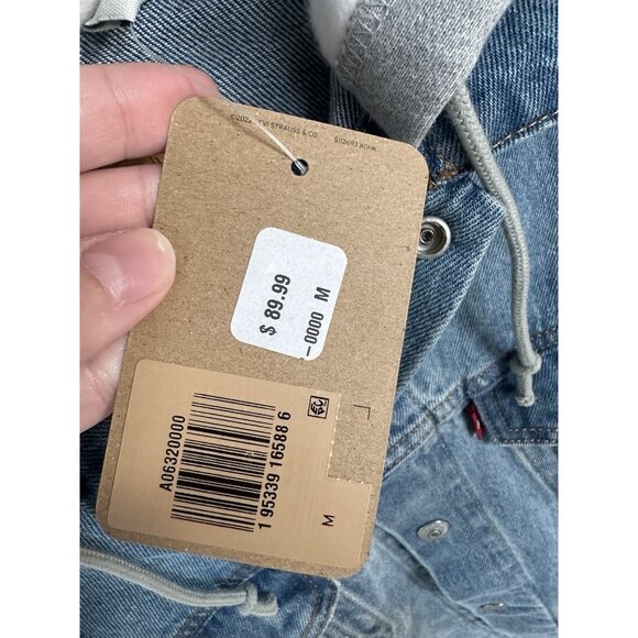 NEW Mens M Levis Hybrid Hoodie Trucker Jacket Blue Gray Relaxed Fit Long Sleeve - Picture 4 of 9